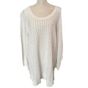 Lane Bryant Cream Scoop Neck Mesh Sweater
